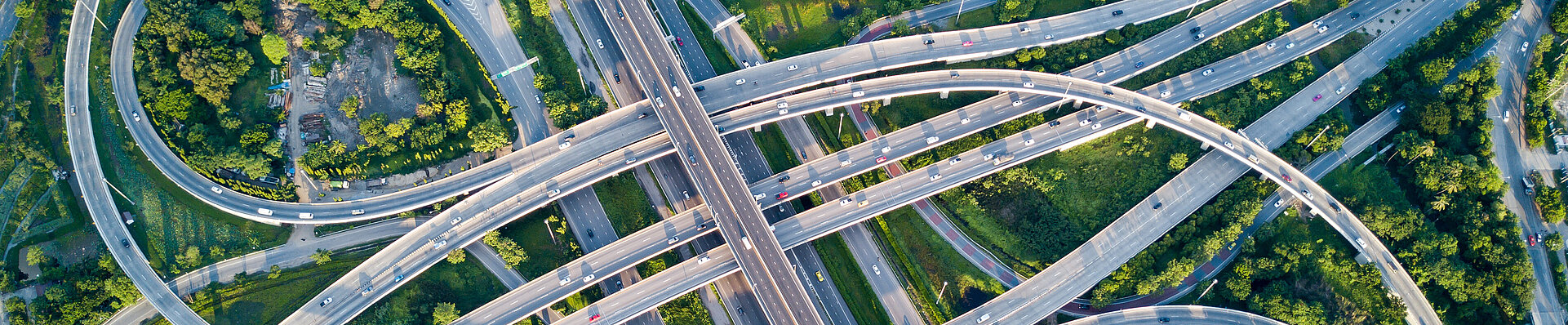 Aerial view of road interchange